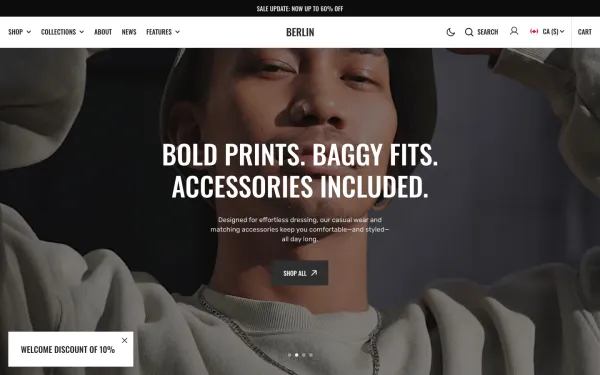 Full-page desktop screenshot of Shopify Berlin theme demo store