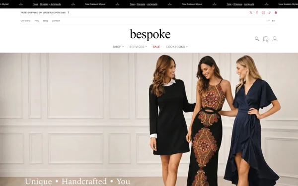 Full-page desktop screenshot of Shopify Bespoke theme demo store