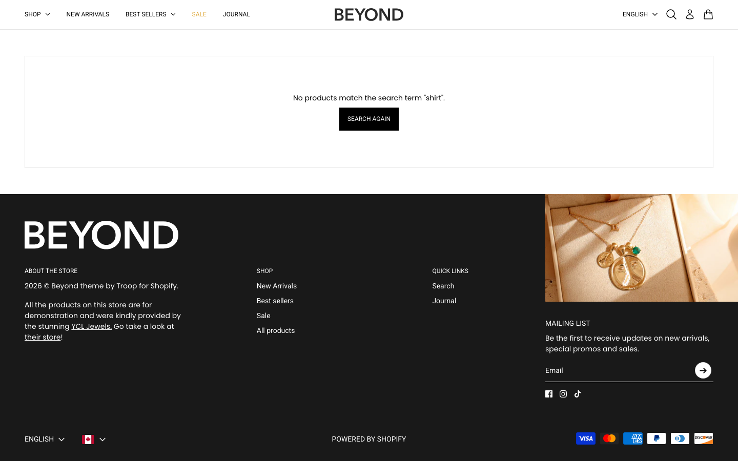 Search → panel opened — Navi+ on the Beyond Shopify theme Search → panel opened — Navi+ on the Beyond Shopify theme