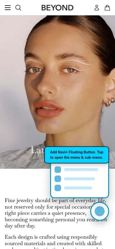 Navi+ FAB on the Beyond Shopify theme Navi+ FAB on the Beyond Shopify theme
