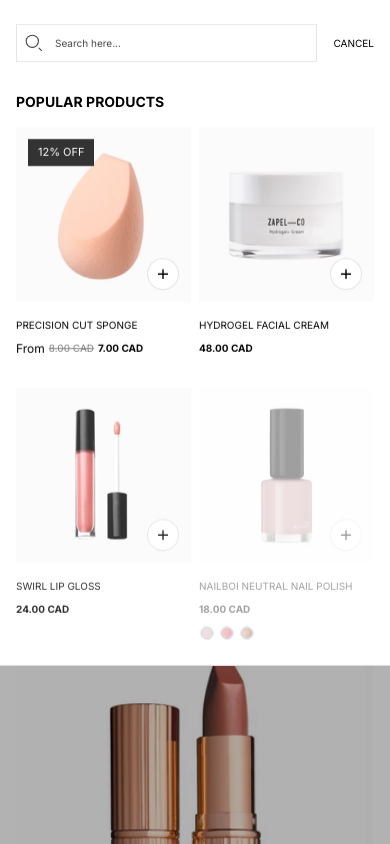 Search → panel opened — Navi+ on the Blockshop Shopify theme Search → panel opened — Navi+ on the Blockshop Shopify theme