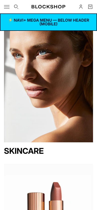 Menu inserted below header — Navi+ on the Blockshop Shopify theme Menu inserted below header — Navi+ on the Blockshop Shopify theme