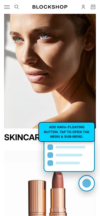 Navi+ FAB on the Blockshop Shopify theme Navi+ FAB on the Blockshop Shopify theme