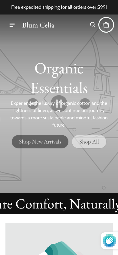Cart → panel opened — Navi+ on the Blum Shopify theme Cart → panel opened — Navi+ on the Blum Shopify theme