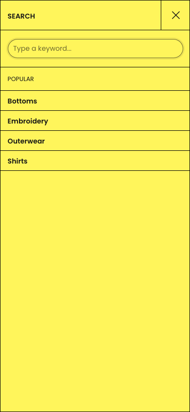 Search → panel opened — Navi+ on the Borders Shopify theme Search → panel opened — Navi+ on the Borders Shopify theme