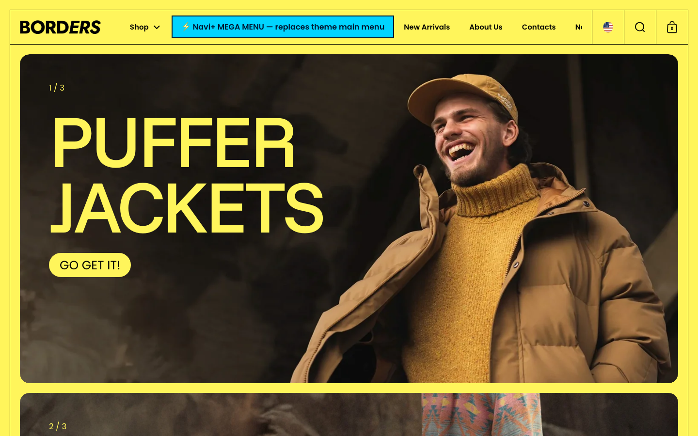 Replace main menu — Navi+ on the Borders Shopify theme Replace main menu — Navi+ on the Borders Shopify theme
