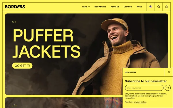 Full-page desktop screenshot of Shopify Borders theme demo store