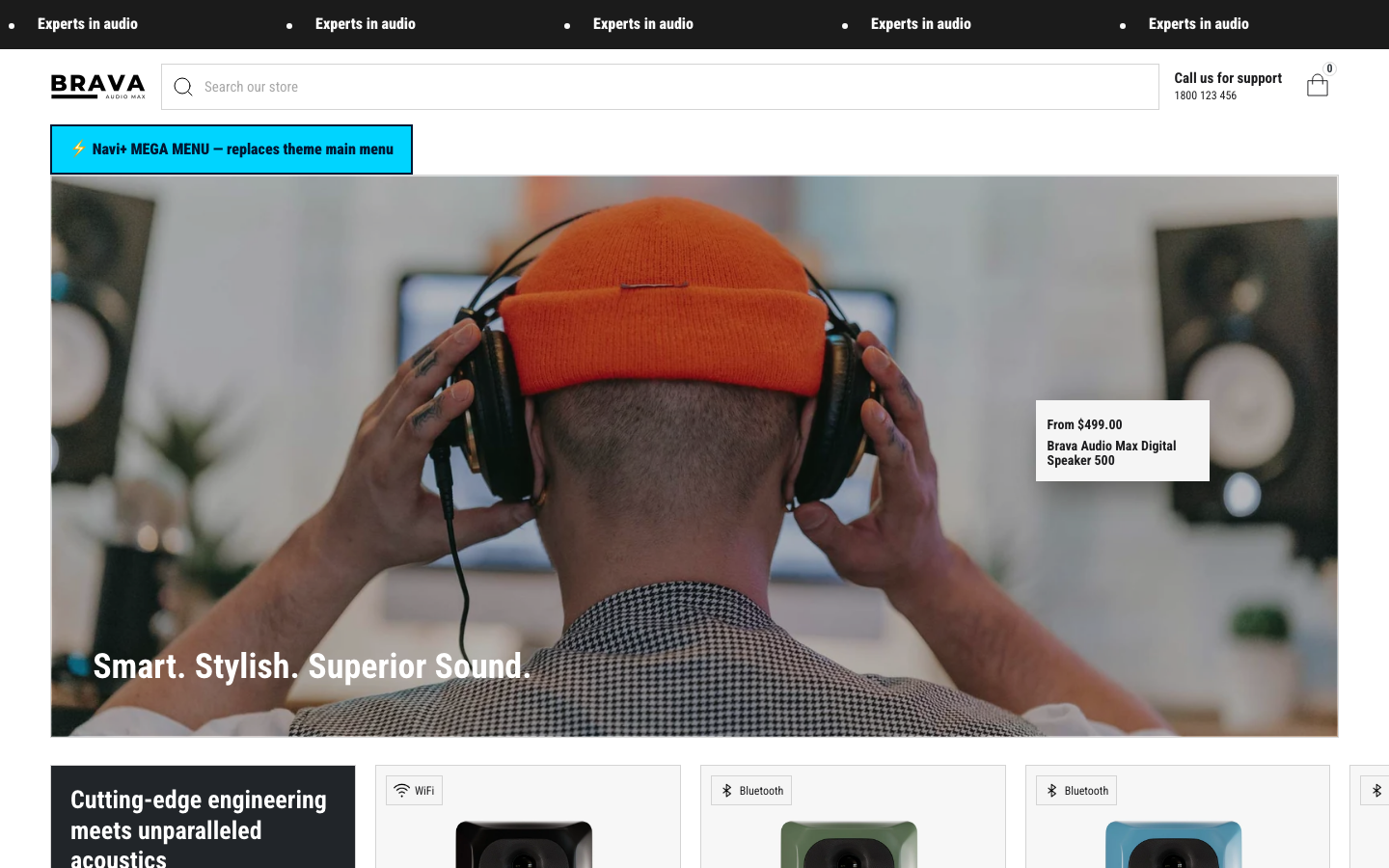 Replace main menu — Navi+ on the Brava Shopify theme Replace main menu — Navi+ on the Brava Shopify theme