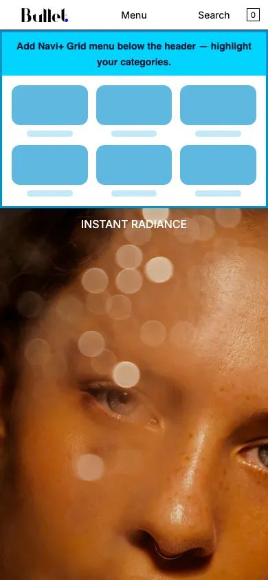 Navi+ Grid Menu on the Bullet Shopify theme Navi+ Grid Menu on the Bullet Shopify theme