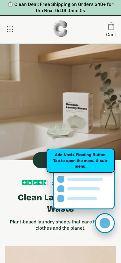 Navi+ FAB on the Cama Shopify theme Navi+ FAB on the Cama Shopify theme