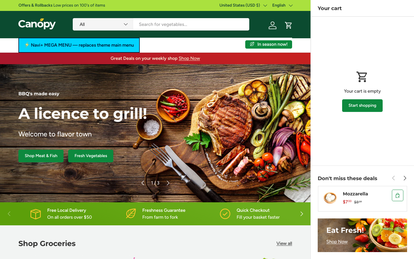 Replace main menu — Navi+ on the Canopy Shopify theme