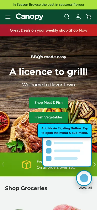 Navi+ FAB on the Canopy Shopify theme