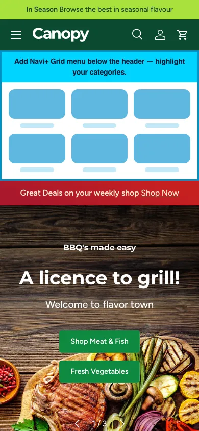 Navi+ Grid Menu on the Canopy Shopify theme