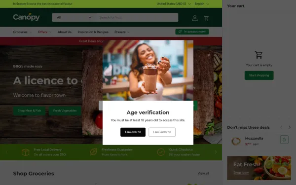 Navi+ menus on the Canopy Shopify theme — desktop preview