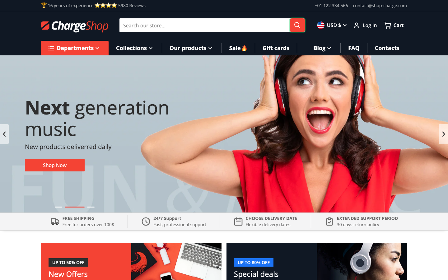 Search → panel opened — Navi+ on the Charge Shopify theme