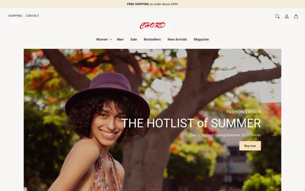Full-page desktop screenshot of Shopify Chord theme demo store