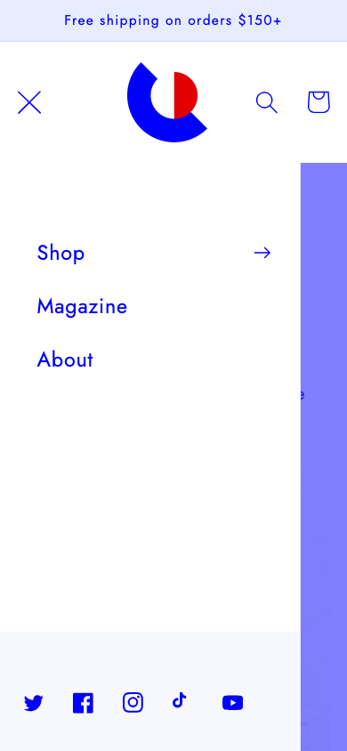 Hamburger → panel opened — Navi+ on the Colorblock Shopify theme