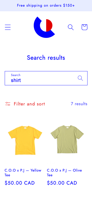 Search → panel opened — Navi+ on the Colorblock Shopify theme