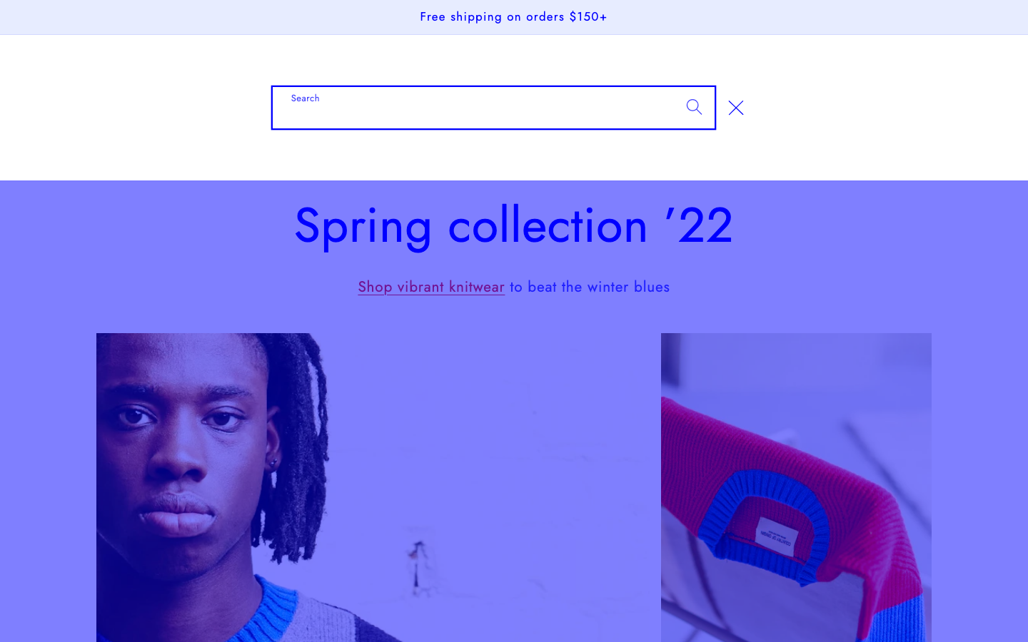 Search → panel opened — Navi+ on the Colorblock Shopify theme
