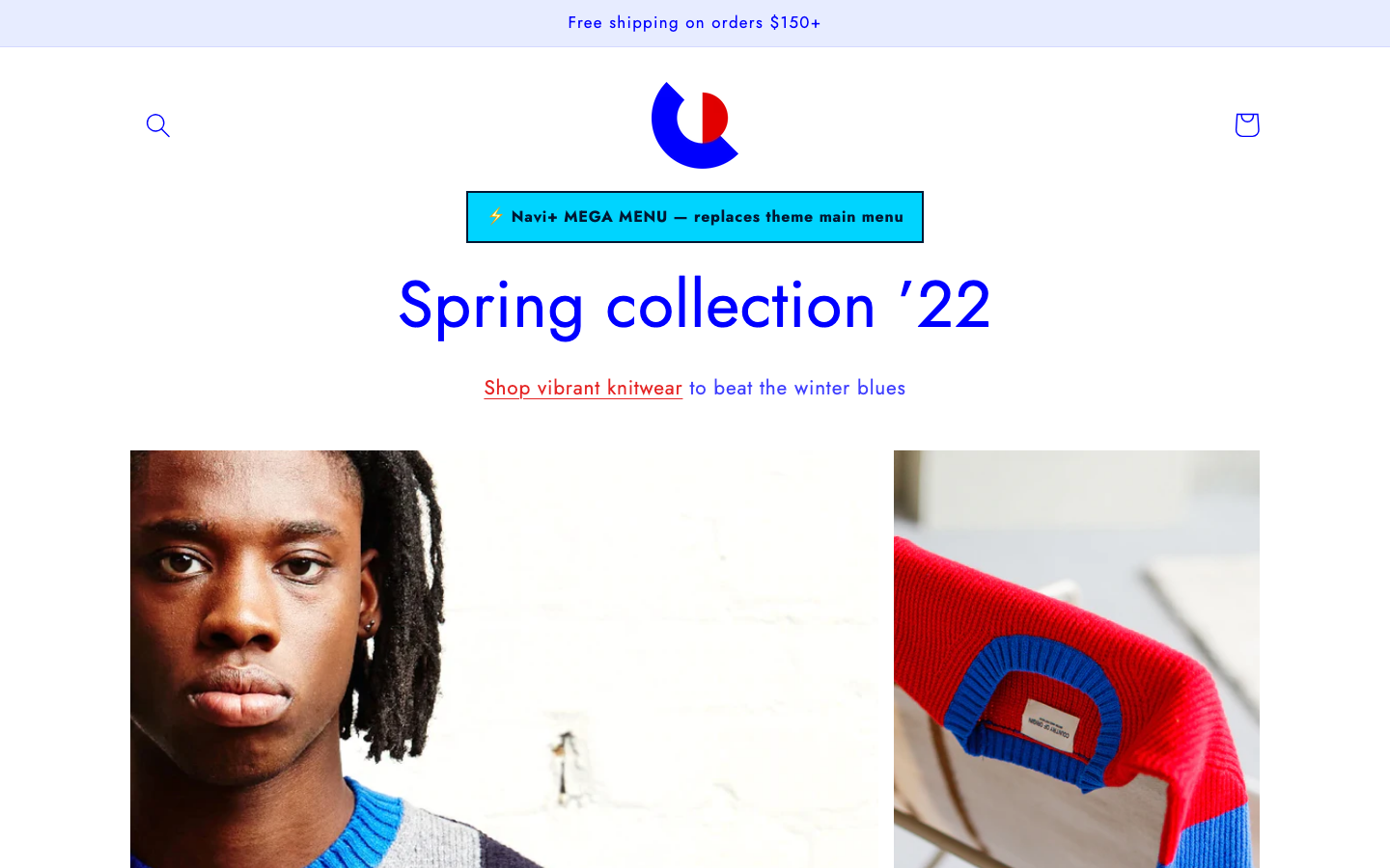 Replace main menu — Navi+ on the Colorblock Shopify theme