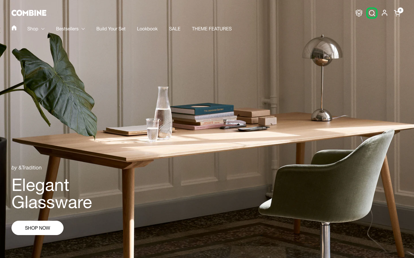 Search → panel opened — Navi+ on the Combine Shopify theme Search → panel opened — Navi+ on the Combine Shopify theme