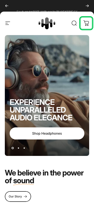 Cart → panel opened — Navi+ on the Concept Shopify theme