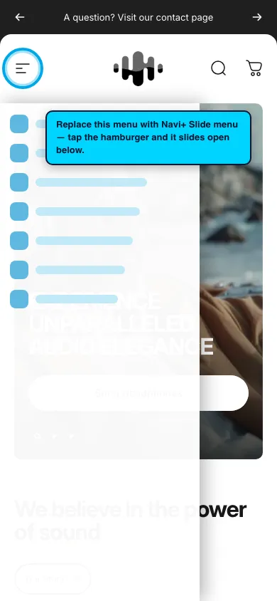Navi+ Slide Menu on the Concept Shopify theme Navi+ Slide Menu on the Concept Shopify theme