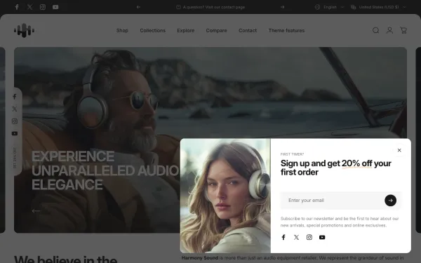 Full-page desktop screenshot of Shopify Concept theme demo store
