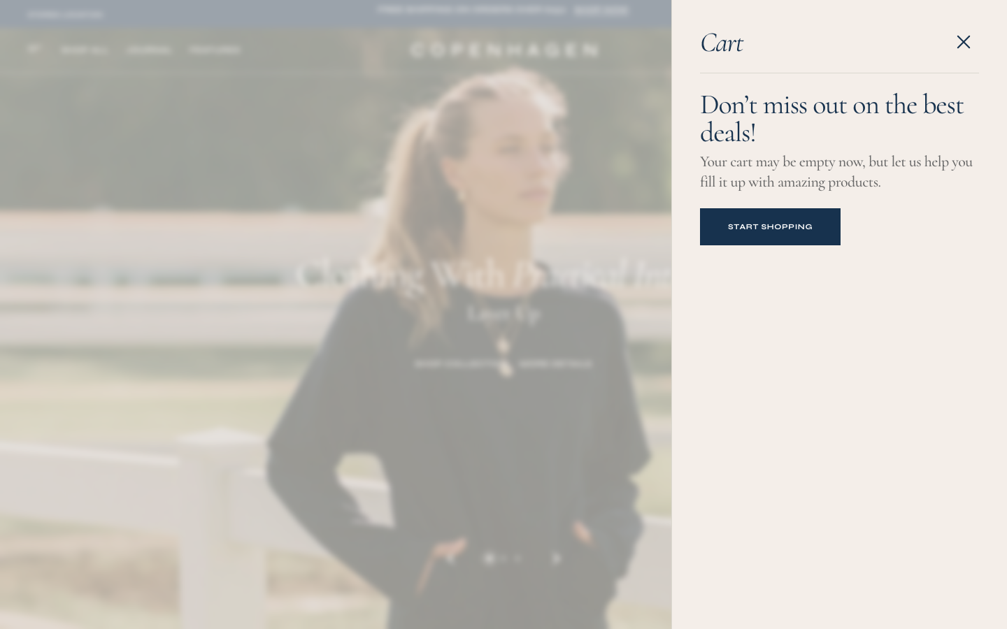 Cart → panel opened — Navi+ on the Copenhagen Shopify theme