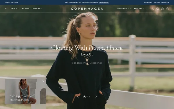 Full-page desktop screenshot of Shopify Copenhagen theme demo store