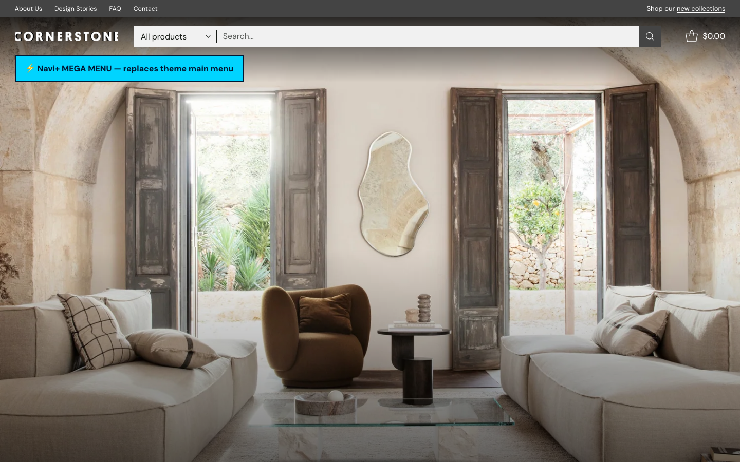 Replace main menu — Navi+ on the Cornerstone Shopify theme Replace main menu — Navi+ on the Cornerstone Shopify theme