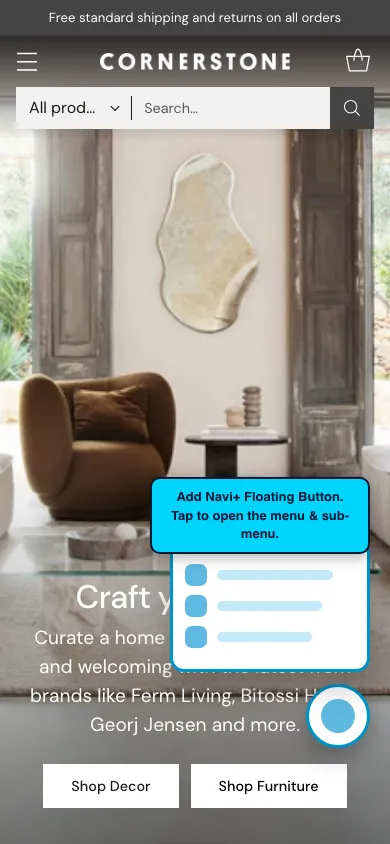Navi+ FAB on the Cornerstone Shopify theme Navi+ FAB on the Cornerstone Shopify theme