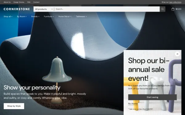 Navi+ menus on the Cornerstone Shopify theme — desktop preview