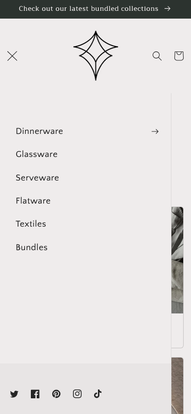 Hamburger → panel opened — Navi+ on the Craft Shopify theme