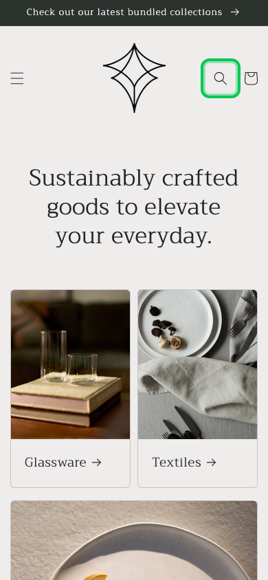 Search → panel opened — Navi+ on the Craft Shopify theme