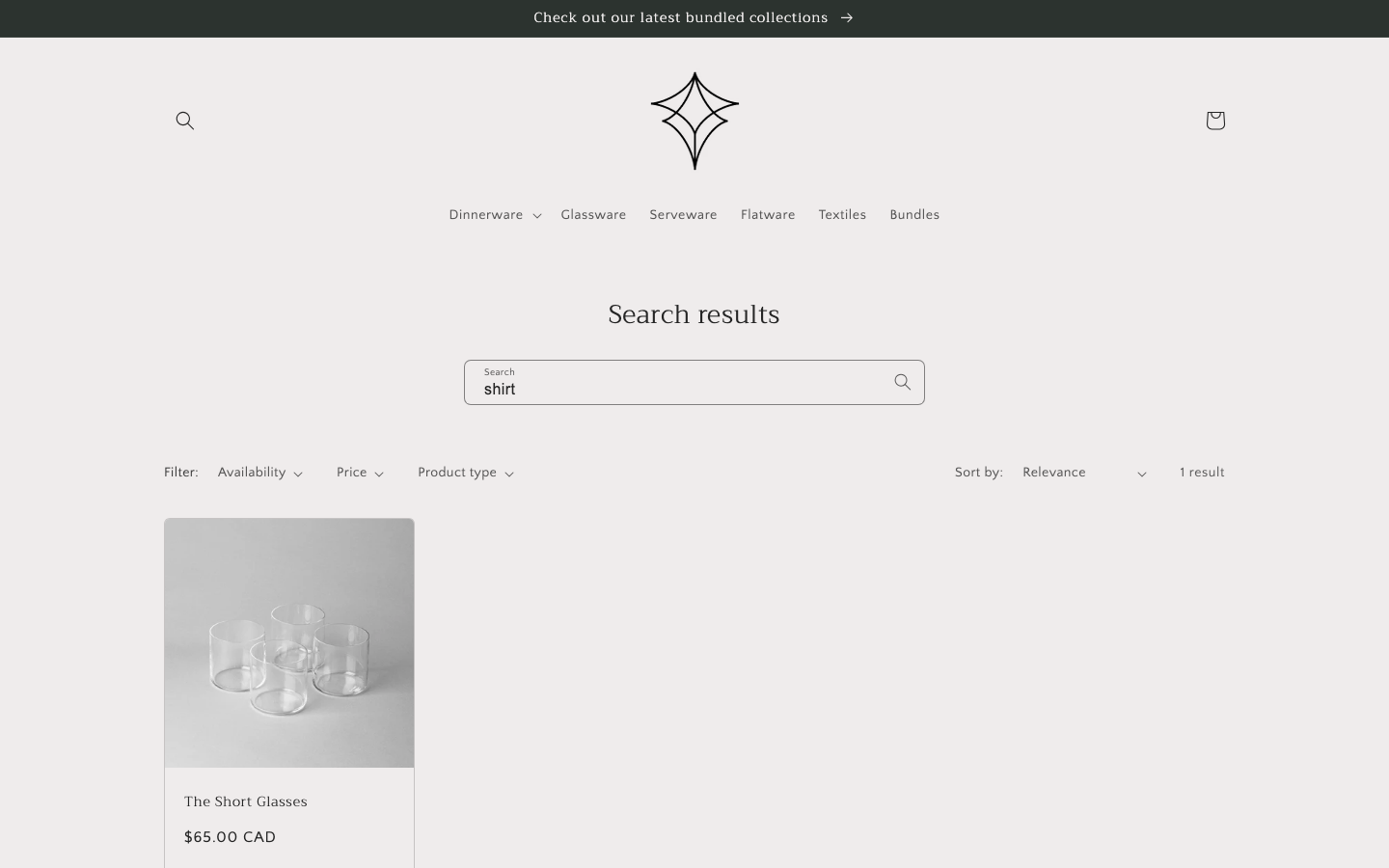Search → panel opened — Navi+ on the Craft Shopify theme