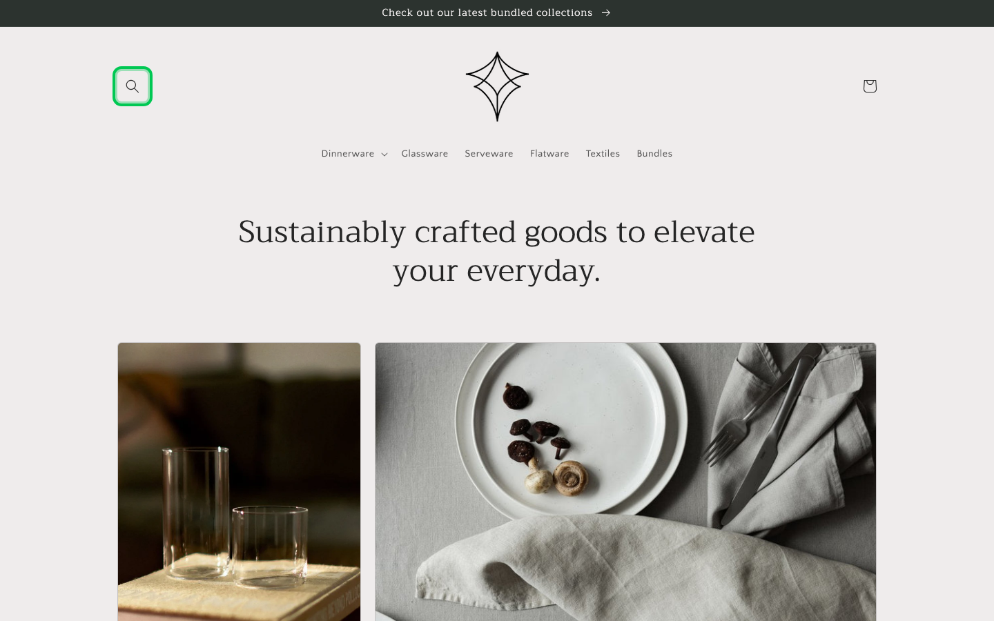 Search → panel opened — Navi+ on the Craft Shopify theme