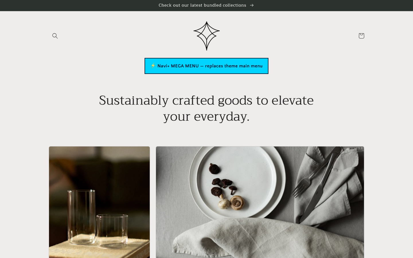 Replace main menu — Navi+ on the Craft Shopify theme