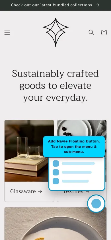 Navi+ FAB on the Craft Shopify theme Navi+ FAB on the Craft Shopify theme