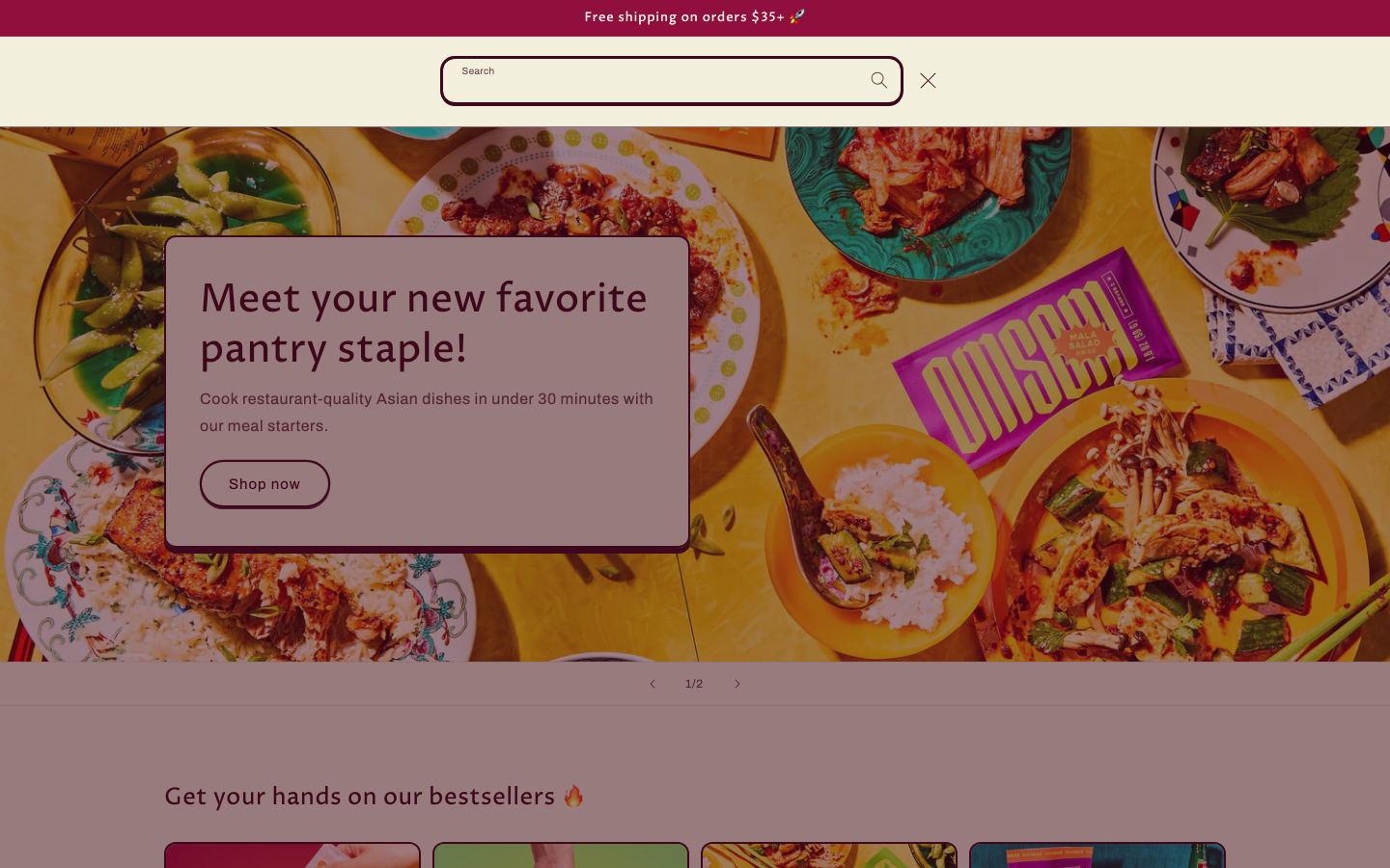 Search → panel opened — Navi+ on the Crave Shopify theme