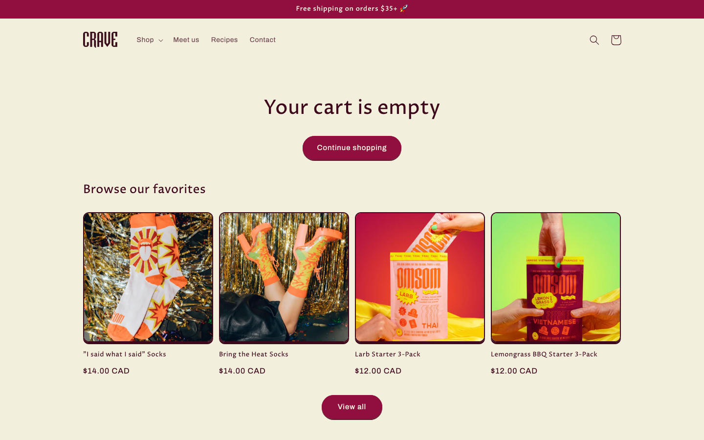 Cart → panel opened — Navi+ on the Crave Shopify theme
