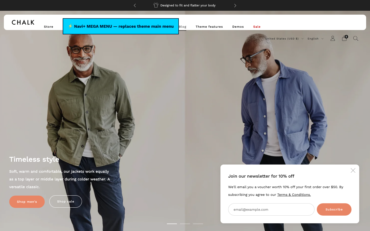 Replace main menu — Navi+ on the Creative Shopify theme Replace main menu — Navi+ on the Creative Shopify theme