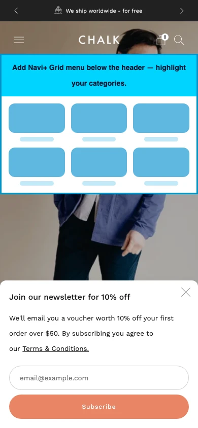 Navi+ Grid Menu on the Creative Shopify theme Navi+ Grid Menu on the Creative Shopify theme