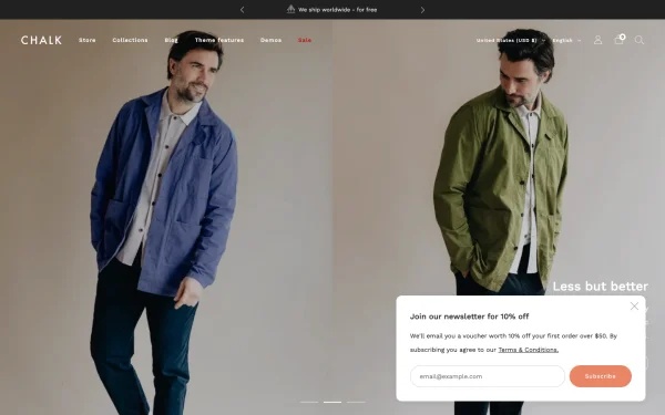 Full-page desktop screenshot of Shopify Creative theme demo store