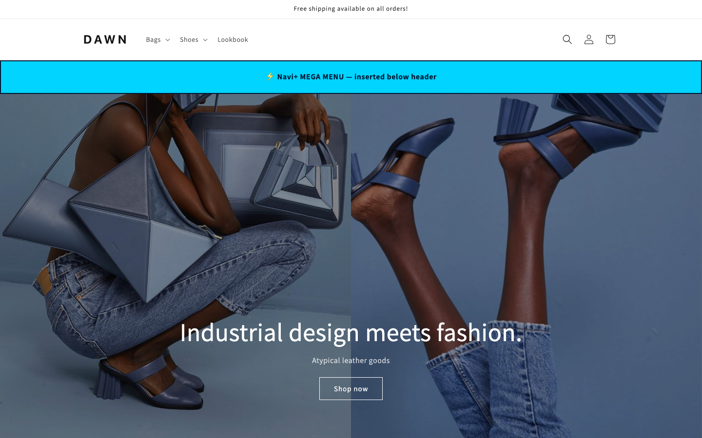 Menu inserted below header — Navi+ on the Dawn Shopify theme Menu inserted below header — Navi+ on the Dawn Shopify theme