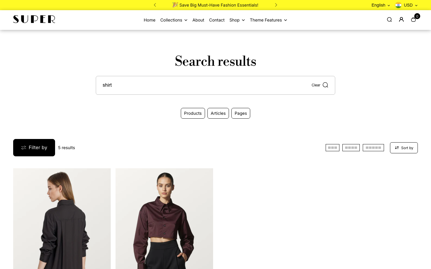 Search → panel opened — Navi+ on the Desert Shopify theme
