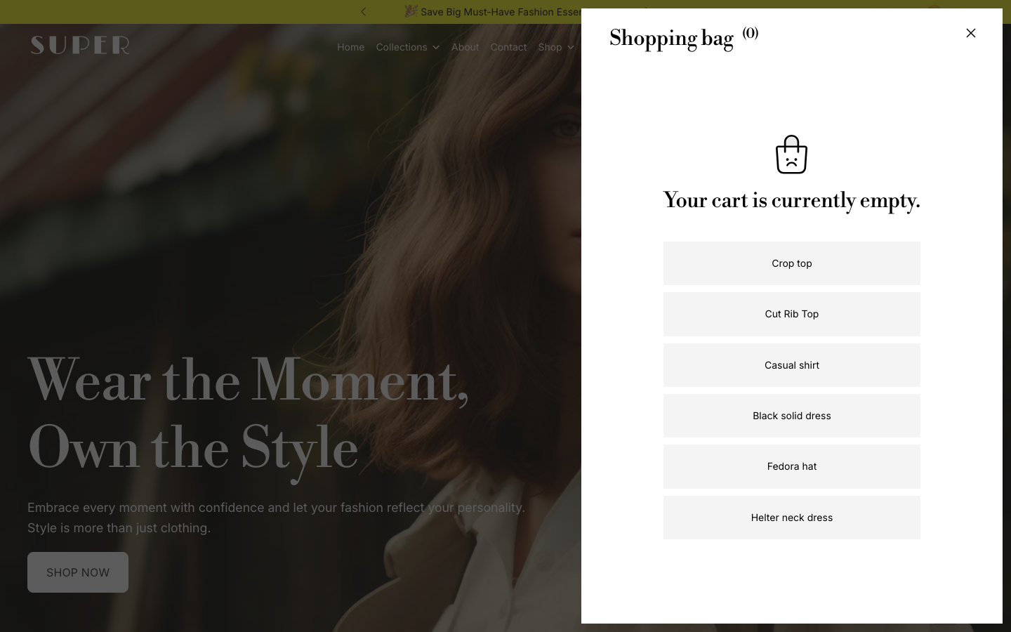 Cart → panel opened — Navi+ on the Desert Shopify theme