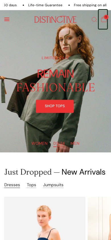 Cart → panel opened — Navi+ on the Distinctive Shopify theme Cart → panel opened — Navi+ on the Distinctive Shopify theme