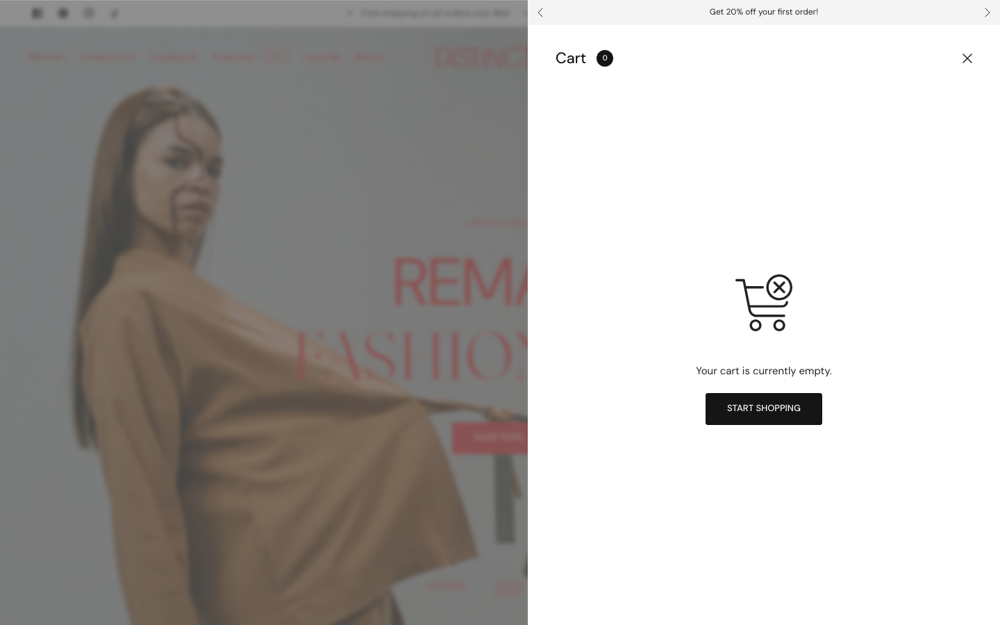 Cart → panel opened — Navi+ on the Distinctive Shopify theme Cart → panel opened — Navi+ on the Distinctive Shopify theme