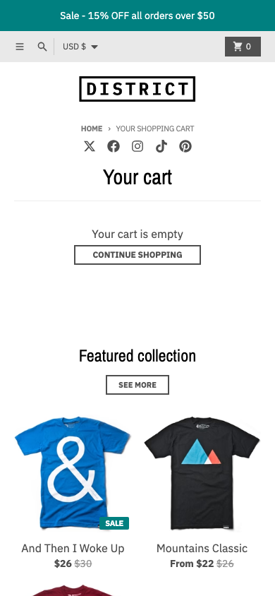 Cart → panel opened — Navi+ on the District Shopify theme